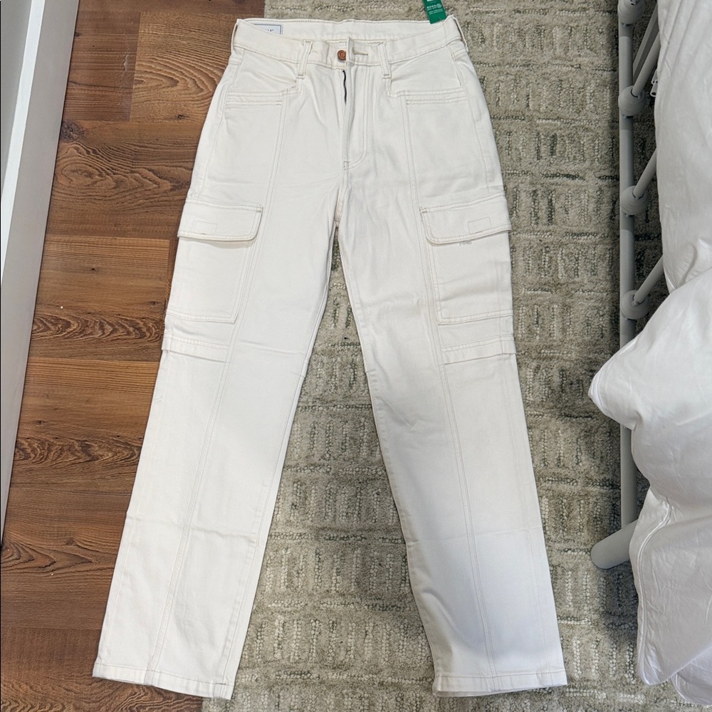 White Cargo Jeans - Straight Leg WITH TAGS